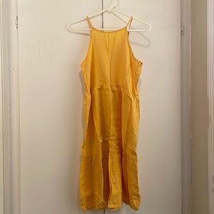 Golden yellow sundress with tiered skirt